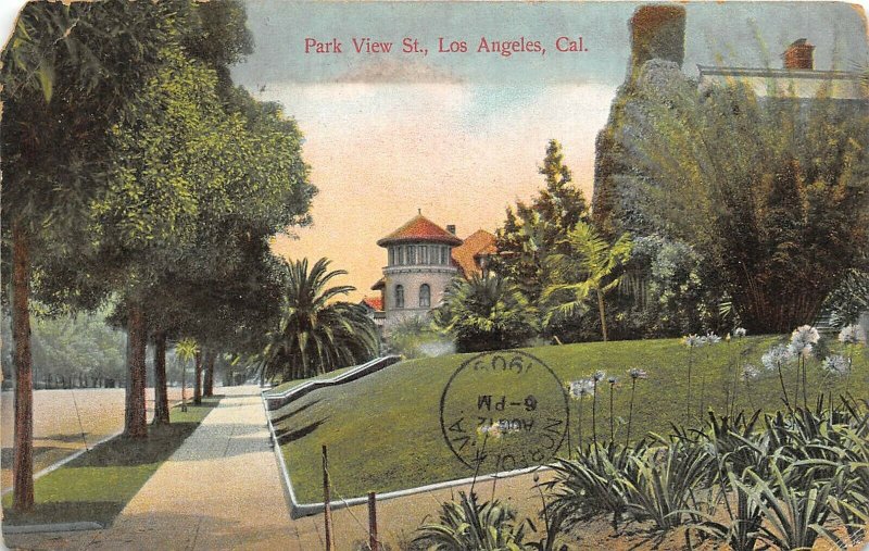 Los Angeles California 1909 Postcard Park View Street