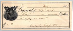 1918  Burlington Evaporator Co.  Vermont  Receipt  H. W. Fiske    3 x 8