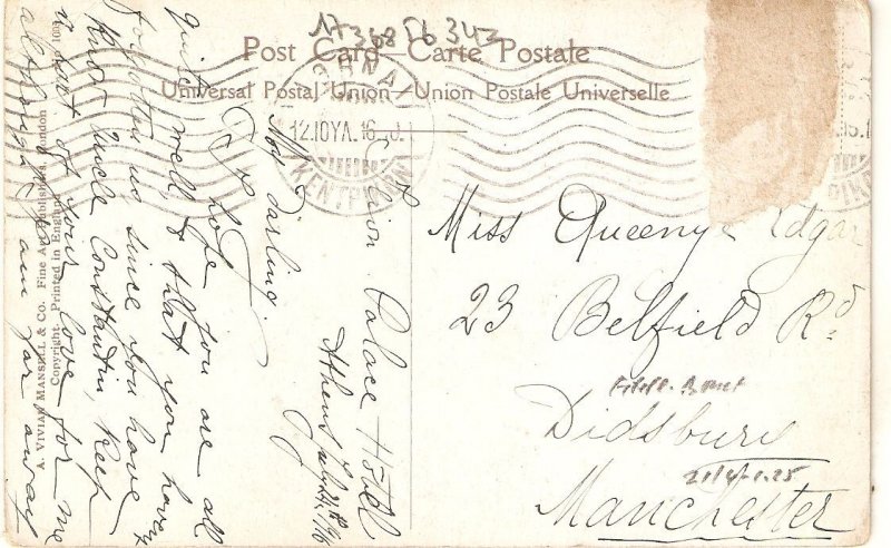 Pretty little girl. I  See Daddy Old vintage English, artist drawn postcard
