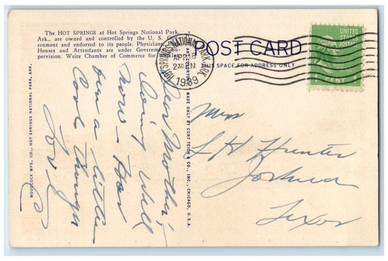 1939 West Grand Avenue Hot Springs National Park Arkansas AR Postcard