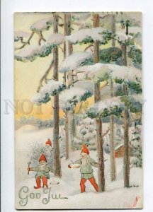 3019219 Little GNOMES Snow 1915 year RPPC to cruiser Russia