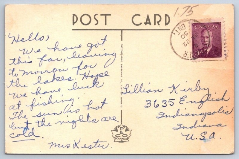 Federal Building, Kitchener Ontario, Vintage PECO Postcard, 1950 CDS Cancel