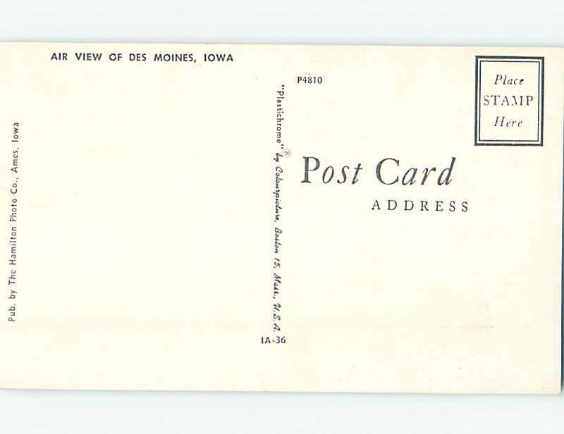 Unused Pre-1980 AERIAL VIEW Des Moines Iowa IA A4291@