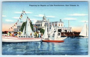 NEW ORLEANS, LA ~ Lake Ponchartrain Regatta SOUTHERN YACHT CLUB c1940s Postcard