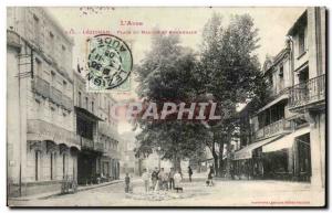 Old Postcard Lezignan market place and walk