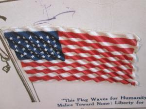 Postcard American Flag Silk Applique Waving 3D c1920s Z1