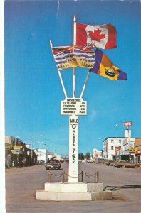 Mile Zero Post Dawson Creek BC Canada Chrome Postcard Unused