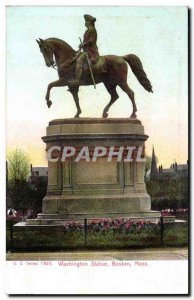 USA Old Postcard Washington Statue Boston Mass