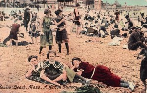 A Warm Sunday at the Beach, Revere Beach, Massachusetts, Early Postcard, Unused