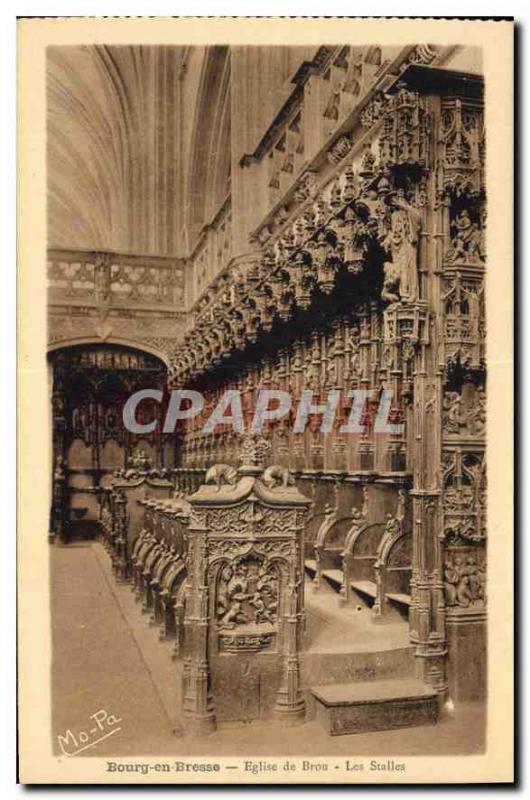 Old Postcard Bourg en Bresse Brou Church the Stalls