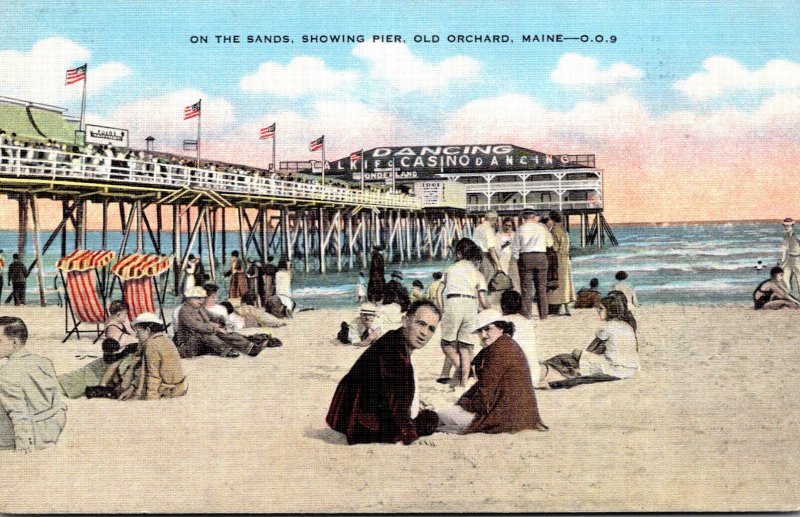 Maine Old Orchard Beach On The Sands Showing Pier