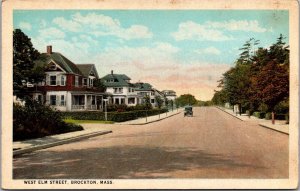 View of West Elm Street, Brockton MA Vintage Postcard S53