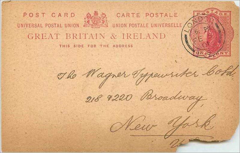 Entier Postal Stationery 1p London 1901