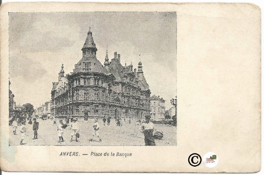 Photograph of Bank in Antwerp Belgium pre 1907 Undivided Back Postcard Vintag