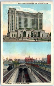 M-56398 Michigan Central Station & Entrance To Detroit River Tunnel Detroit M...