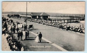 DURBAN, SOUTH AFRICA  Street Scene BATHING ENCLOSURE ca 1910s  Postcard