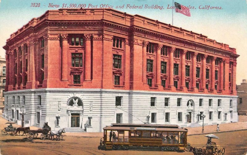 LOS ANGELES, California CA  NEW POST OFFICE & FEDERAL BUILDING  c1910's Postcard