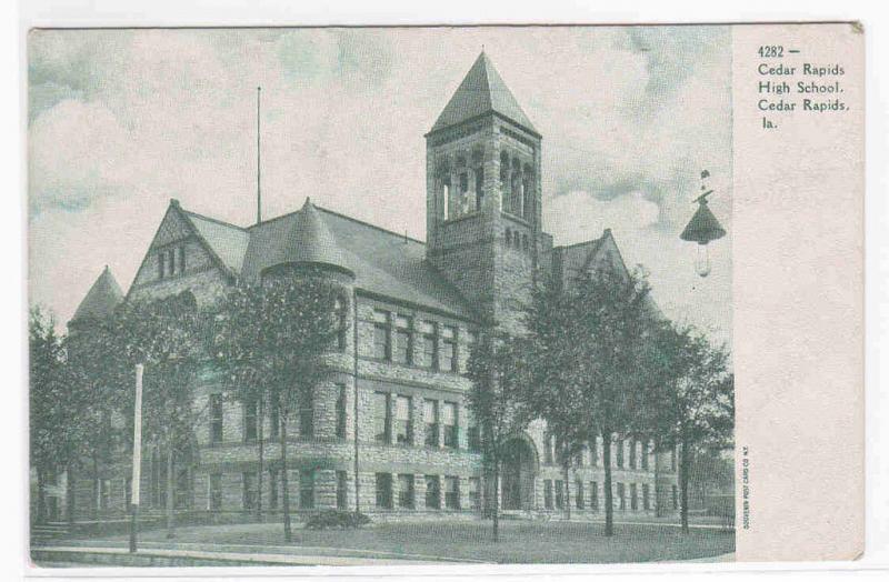 High School Cedar Rapids Iowa 1905c postcard