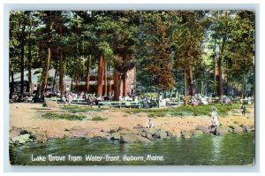 1911 Lake Grove From Water Front Auburn Maine ME Posted Antique Postcard 