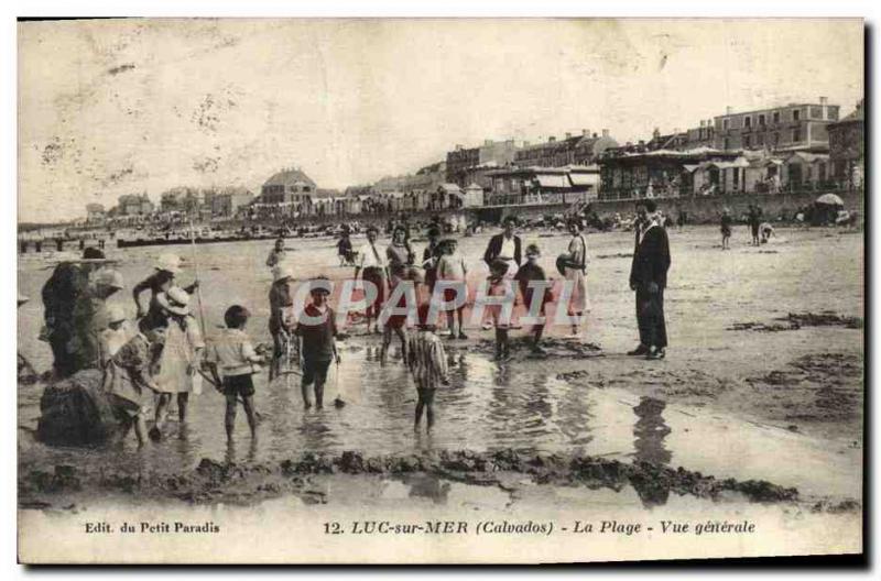 Old Postcard Luc On the general view beach sea