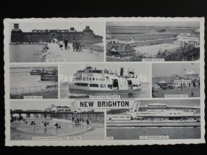 Cheshire NEW BRIGHTON 7 Image Multiview shows RIVER STEAMER c1961 Postcard