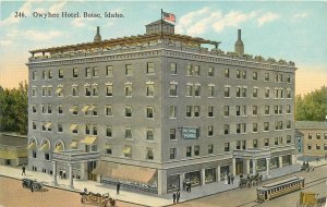 Postcard Idaho Boise Owyhee Hotel autos roadside C-1910 23-4859