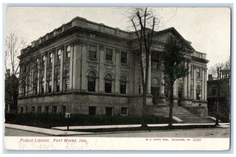 1905 Exterior View Public Library Building Fort Wayne Indiana Vintage Postcard 