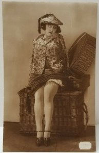 RPPC FLAPPER GIRL SEDUCTIVE LINGERIE GARTER BELT ALBERT WYNDHAM POSTCARD N11