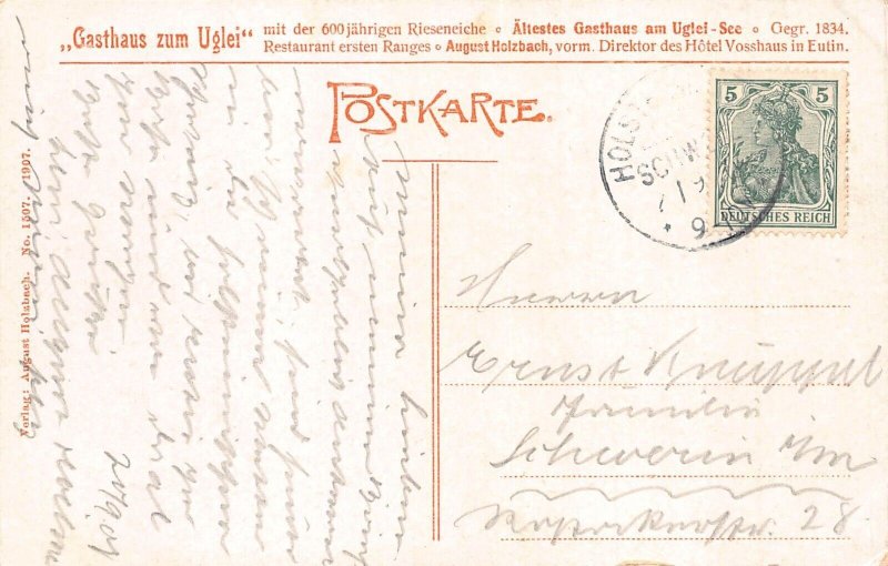 A043 Germany 1907 Am kleinen Ugleisee lake bench vintage postcard