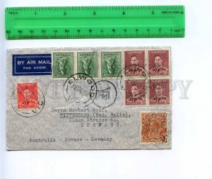 290686 AUSTRALIA GREECE GERMANY 1938 y Elwood airmail real post piece of COVER