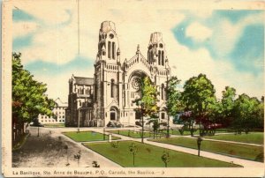 La Basilique Ste Anne Beaupri PQ Canada Basilica WB Postcard PM WOB Note 