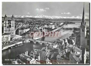 Modern Postcard Zurich und die Alpen