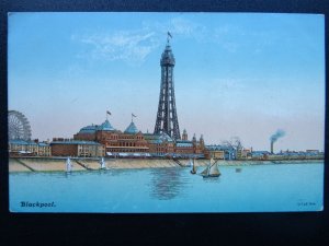 Lancashire BLACKPOOL TOWER Artist Impression c1904 Postcard by D.F. & Co.
