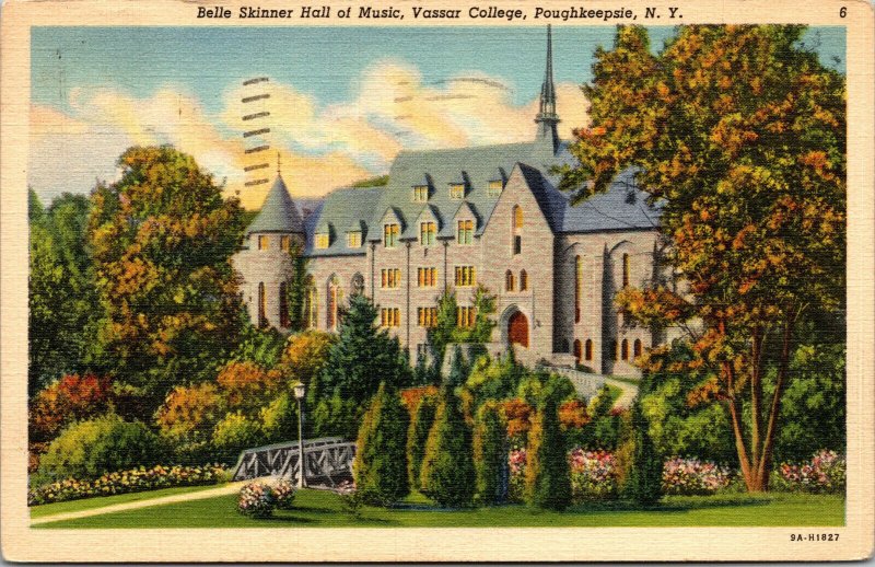 Vtg Vassar College Belle Skinner Hall of Music Poughkeepsie New York NY Postcard