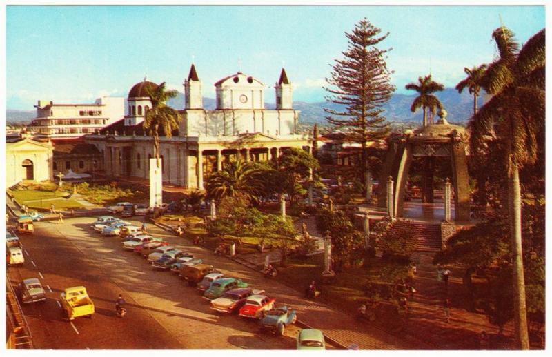 Costa Rica San Jose Metropolitan Church and 1950s-1960s Cars Postcard