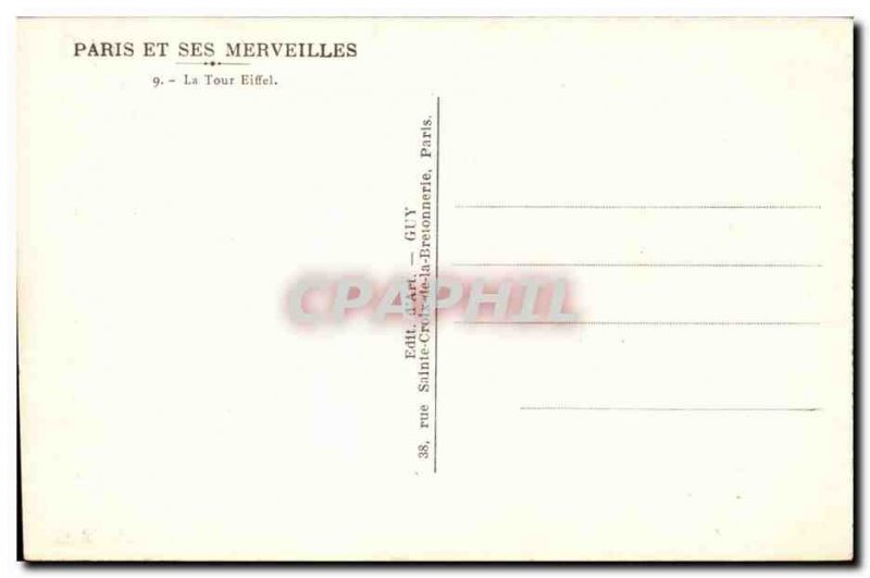 Old Postcard Paris Eiffel Tower