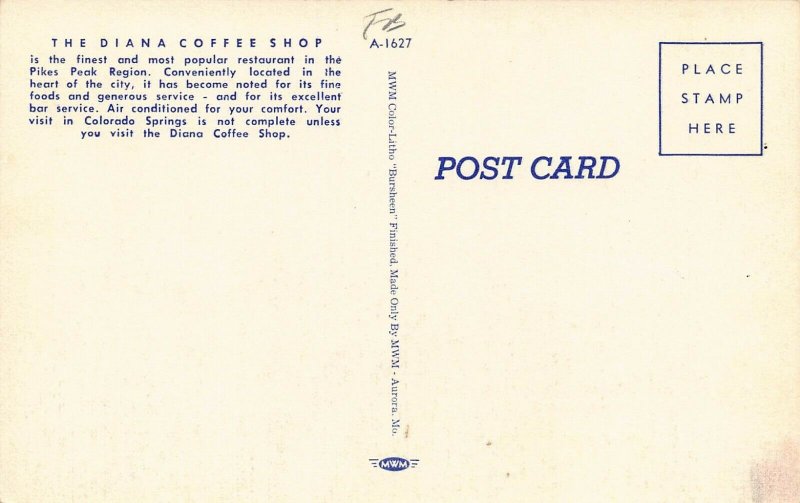 LP61 Diana Coffee Shop Colorado Springs CO Postcard 