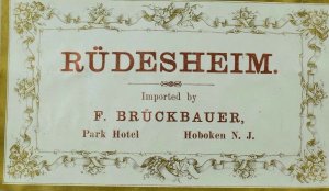 Vintage Bottle Label Rudesheim F. Bruckbauer *C