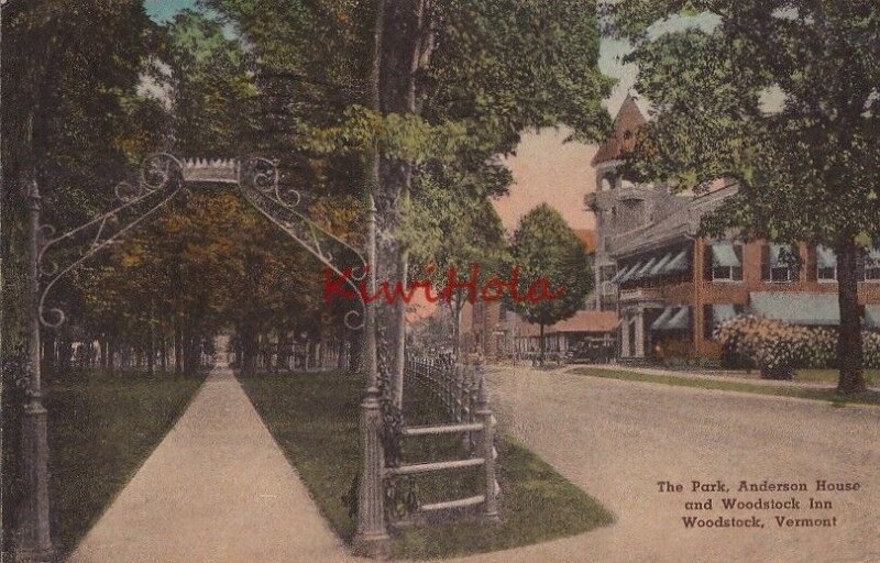 Postcard The Park Anderson House + Woodstock Inn Woodstock VT