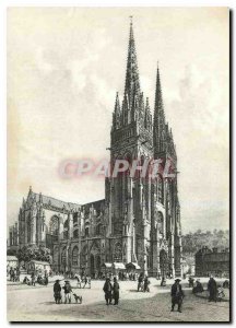 Modern Postcard Quimper La Cathedrale 1860 Lithography