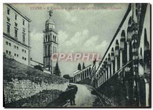 Old Postcard Udine Strada Castello Con Portici