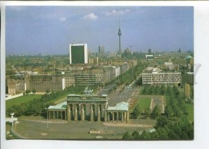 442017 Germany Berlin advertising Brandenburg gate tv tower Old postcard