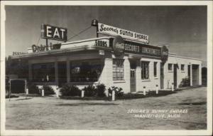 Manistique MI Secore's Sunny Shores Drive-In Coca Cola Roadside RPPC spg