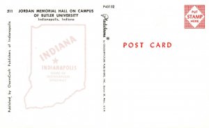 Vintage Postcard Jordan Memorial Hall Campus Of Butler University Indianapolis