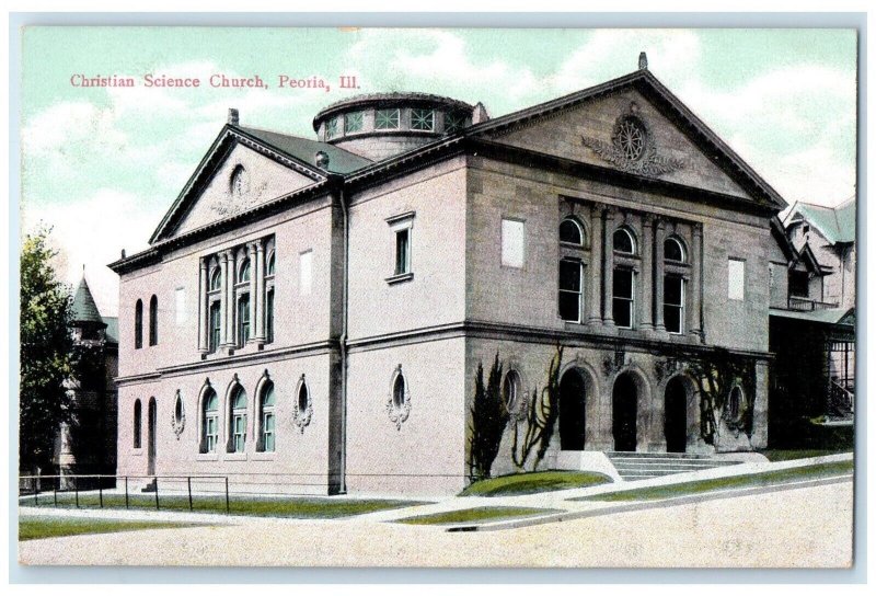 c1910 Christian Science Church Chapel Exterior Peoria Illinois Vintage Postcard