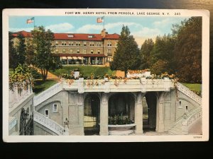 Vintage Postcard 1930 Fort William Henry Hotel Pergola Lake George New York