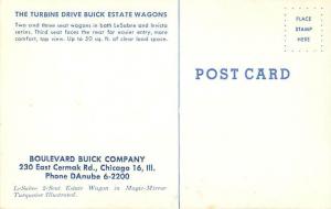 1960s Buick Le Sabre Station Wagon With Fins Postcard Boulevard Buick, Chicago 