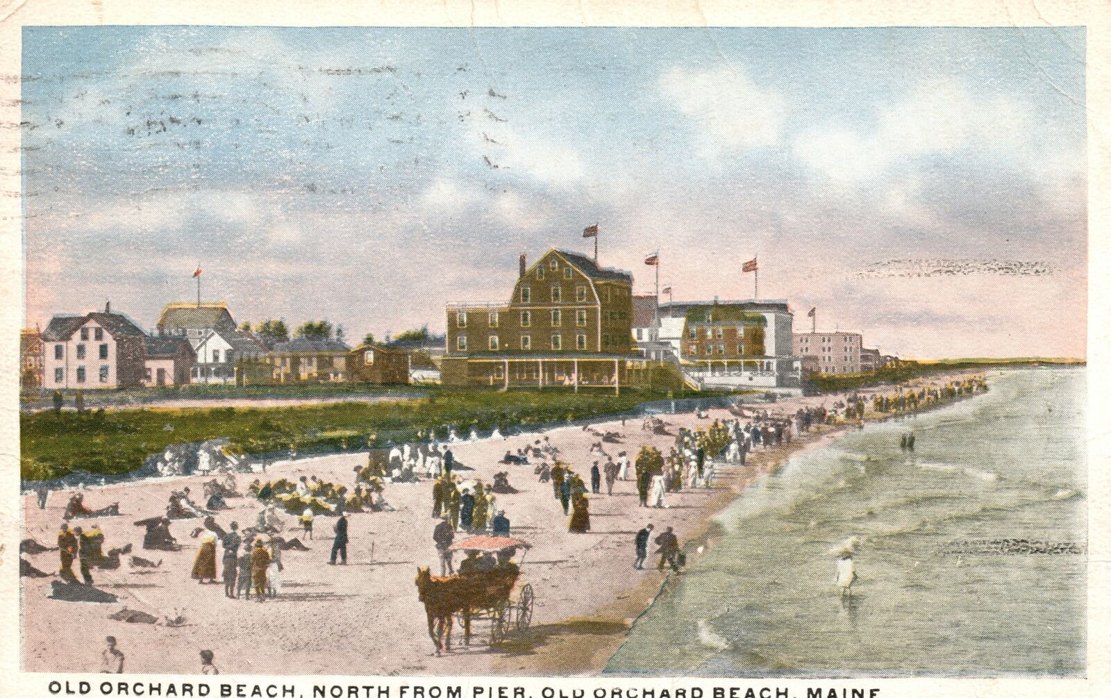 Vintage Postcard 1916 Old Orchard Beach North From Pier Old Orchard