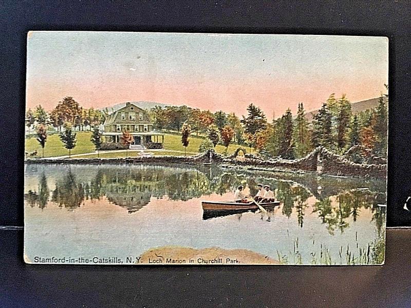 Postcard Hand Tinted 1908 View-  Loch Marion in Churchill Park,Catskills ,NY  W1