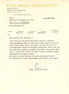 Professor W Beier German Biophysics Physicist Science Hand Signed letter